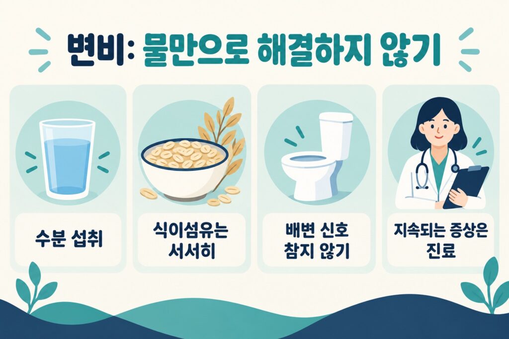 변비 점검: 수분·식이섬유·배변 습관·진료