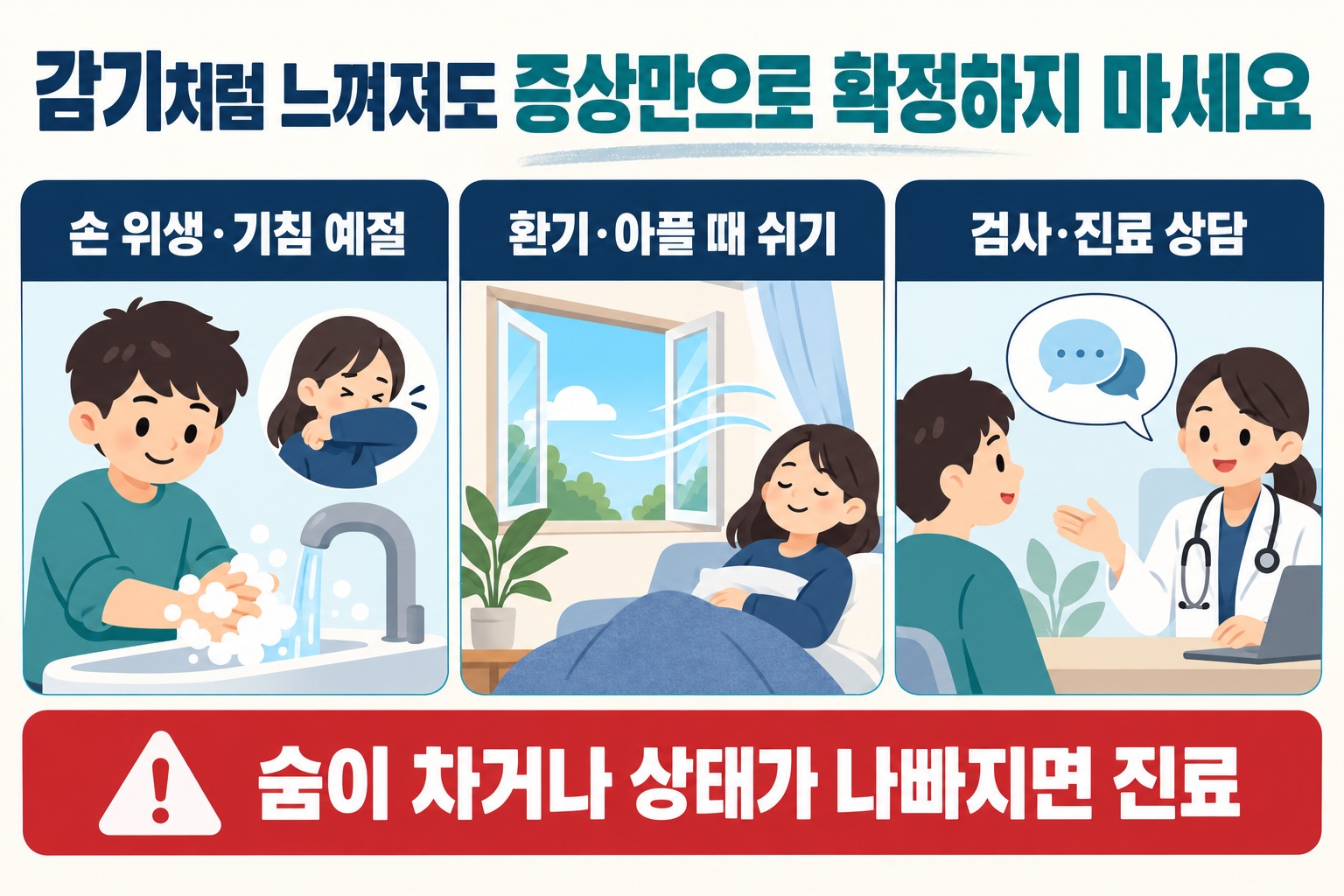 감기 같은 증상: 손 위생·환기·검사와 진료 상담